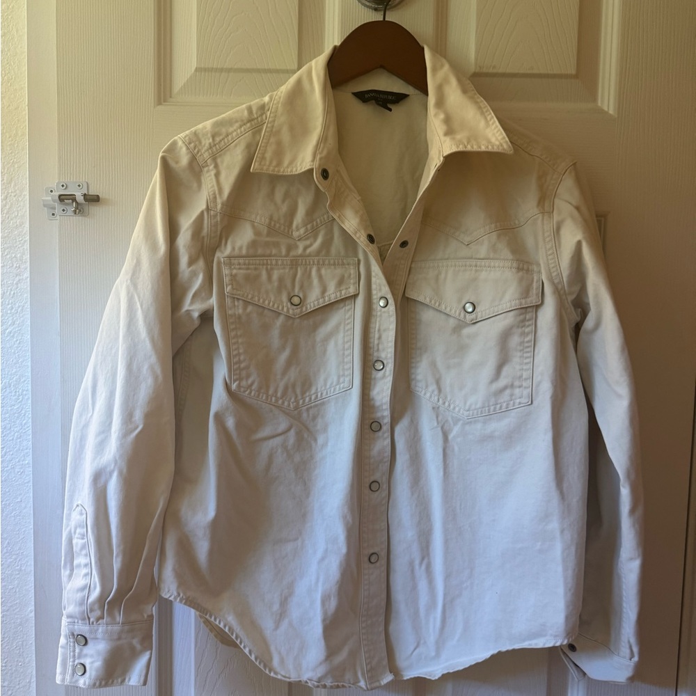 Off-white Ivory southwestern style denim top!